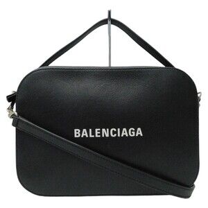 BALENCIAGA Camera Bag Shoulder Handbag Leather Black